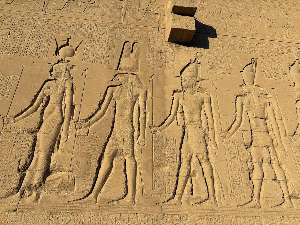 Reliefs on the outer wall of Dendera Temple