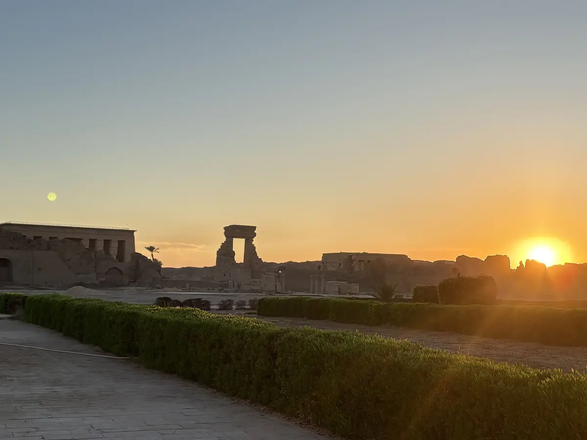 The Dendera temple complex at sunset