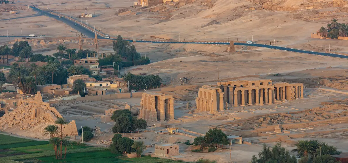 The Ramesseum among fields on the West Bank