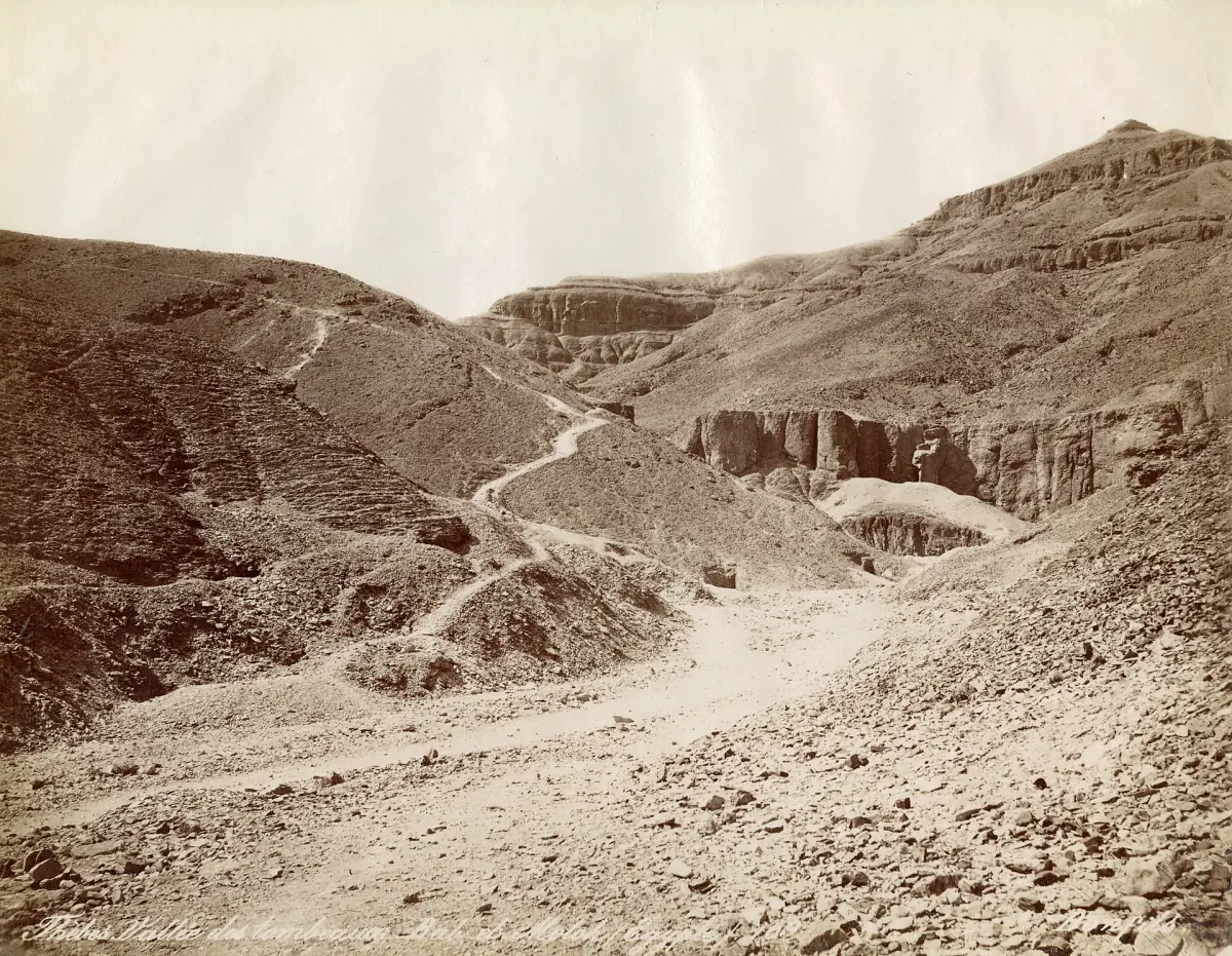 A 19th-century photograph of the Valley of the Kings